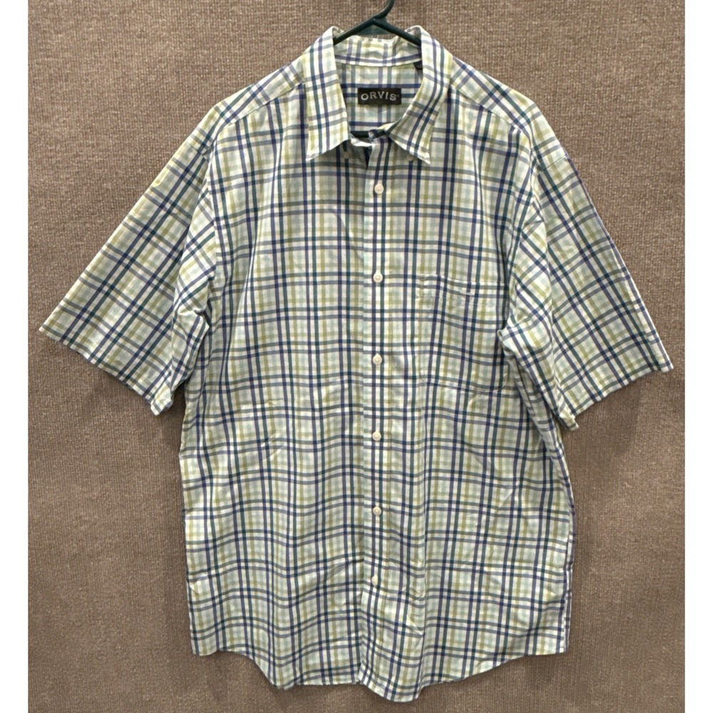 Orvis Short Sleeve Button Up Tall Large Short Classic Preppy Academia Comfort